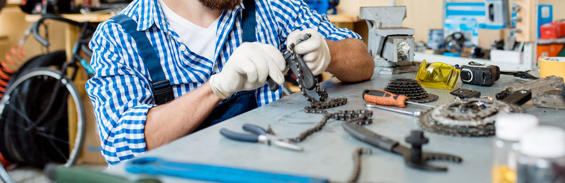 mechanic working with white gloves on
