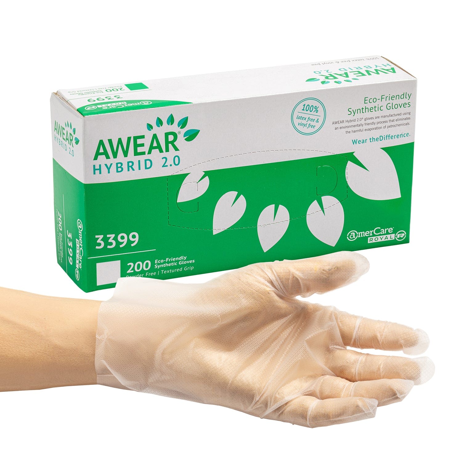AWEAR Eco-Friendly Powder Free Hybrid 2.0 Gloves, Case of 1,000 (XXL: 900)