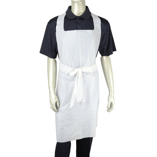 Royal PPE/Aprons 28" x 46" White 1.77 Mil Poly Aprons, Case of 500