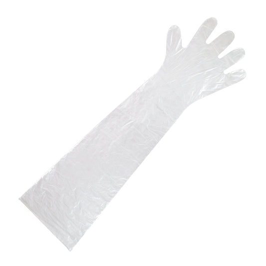Royal Food Service 35" Shoulder Length Poly Gloves Sample
