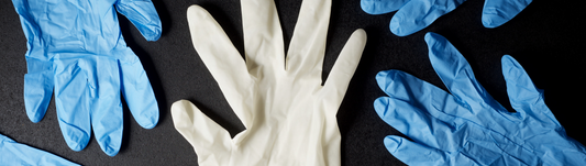 disposable glove samples on a table