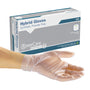 Box of C2 Hybrid 1.0 Powder Free Hybrid Gloves with a hand modeling a glove in front
