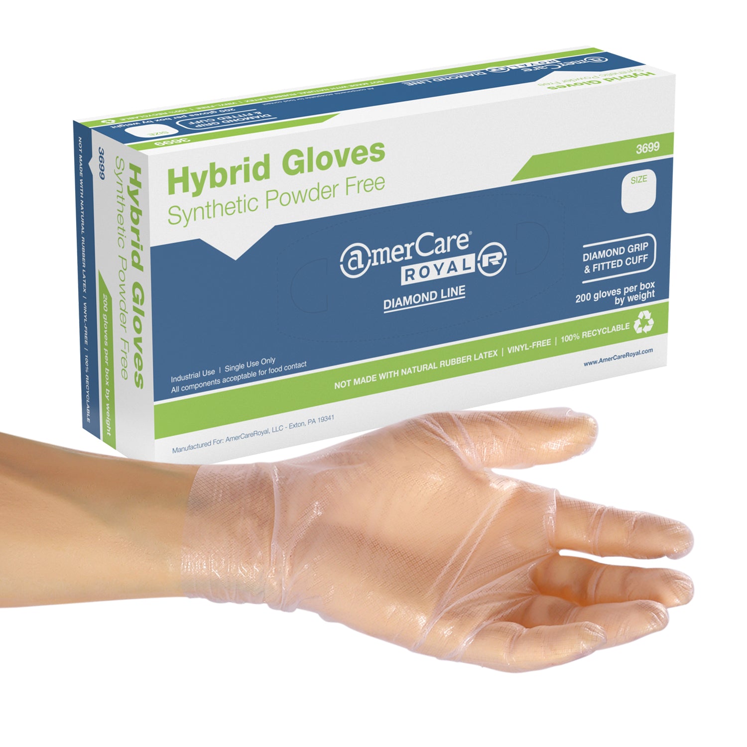 Hybrid Powder Free 3.0 Gloves, Case of 1,000 (XXL: 900)