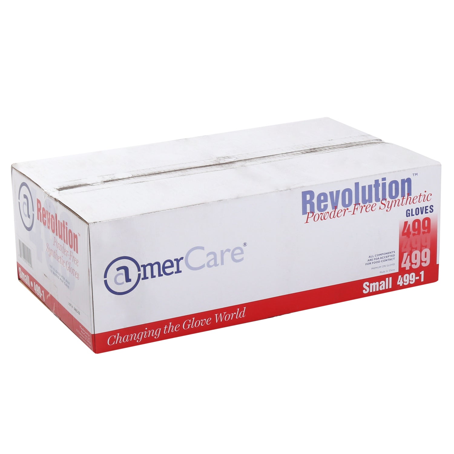 4991 | Glove, Revolution Blue Cast Poly, Textured, PF, Small, 100/Box - 10 Box/Case Case Front