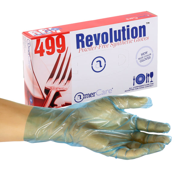 4991 | Glove, Revolution Blue Cast Poly, Textured, PF, Small, 100/Box - 10 Box/Case