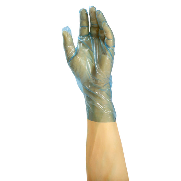 4991 | Glove, Revolution Blue Cast Poly, Textured, PF, Small, 100/Box - 10 Box/Case Glove on Hand