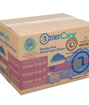 6000 | Grape Grip Nitrile Gloves, Exam Grade, Powder-Free, X-Small, 10/100 Case Front