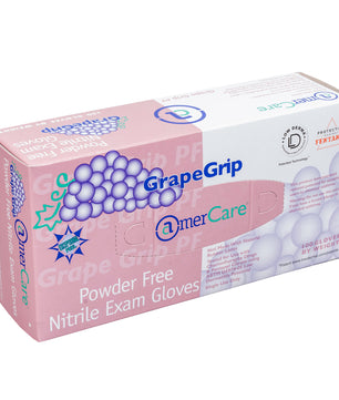 6000 | Grape Grip Nitrile Gloves, Exam Grade, Powder-Free, X-Small, 10/100 Inner Standing