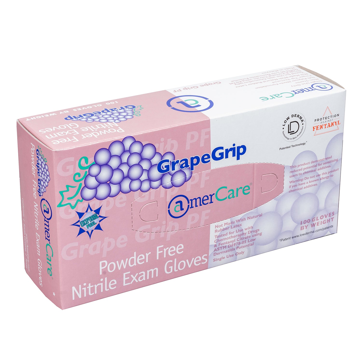 6000 | Grape Grip Nitrile Gloves, Exam Grade, Powder-Free, X-Small, 10/100 Inner Standing