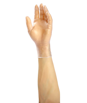 Large Sentinel Powdered Vinyl Glove on a hand