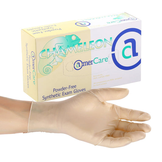AmerCare Vinyl Gloves Small Chameleon Powder Free Vinyl Exam Gloves
