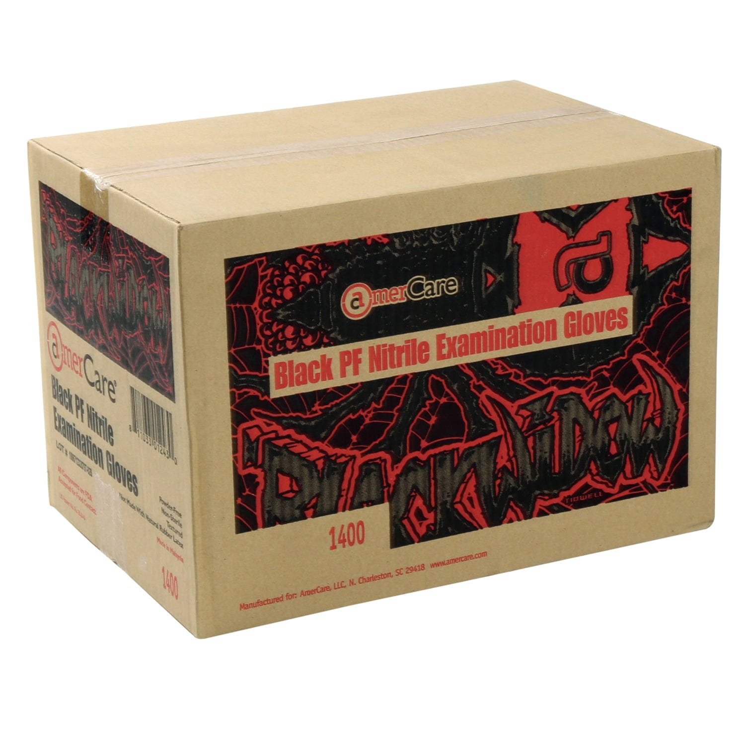 AmerCare Nitrile Gloves Black Widow Powder Free Nitrile Medical Exam Gloves