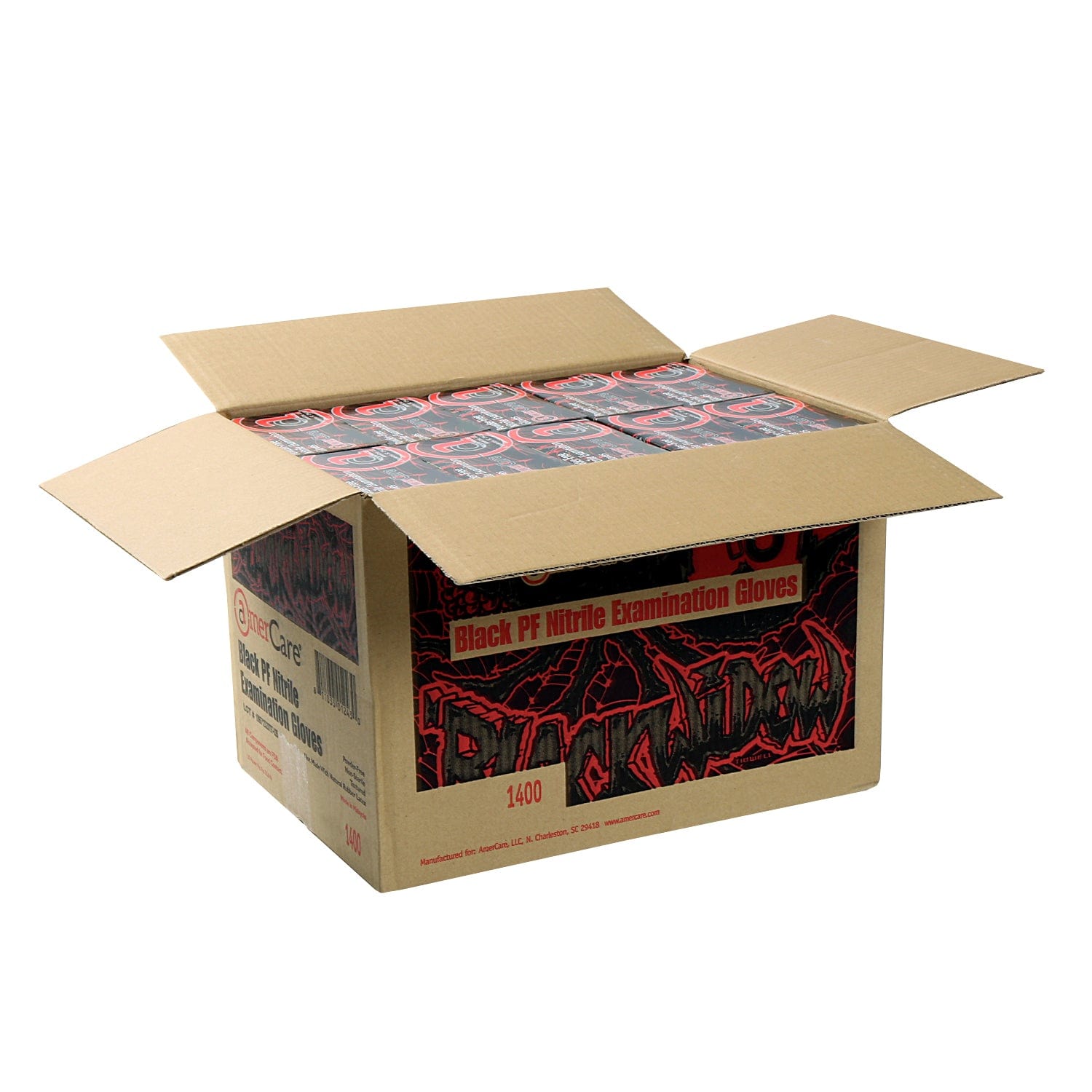 AmerCare Nitrile Gloves Black Widow Powder Free Nitrile Medical Exam Gloves