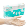 Box of AWEAR Eco-Friendly Powder Free Hybrid Gloves with a hand modeling a glove in front