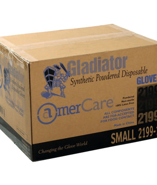 AmerCare Vinyl Gloves Gladiator Stretch Powdered Vinyl Gloves