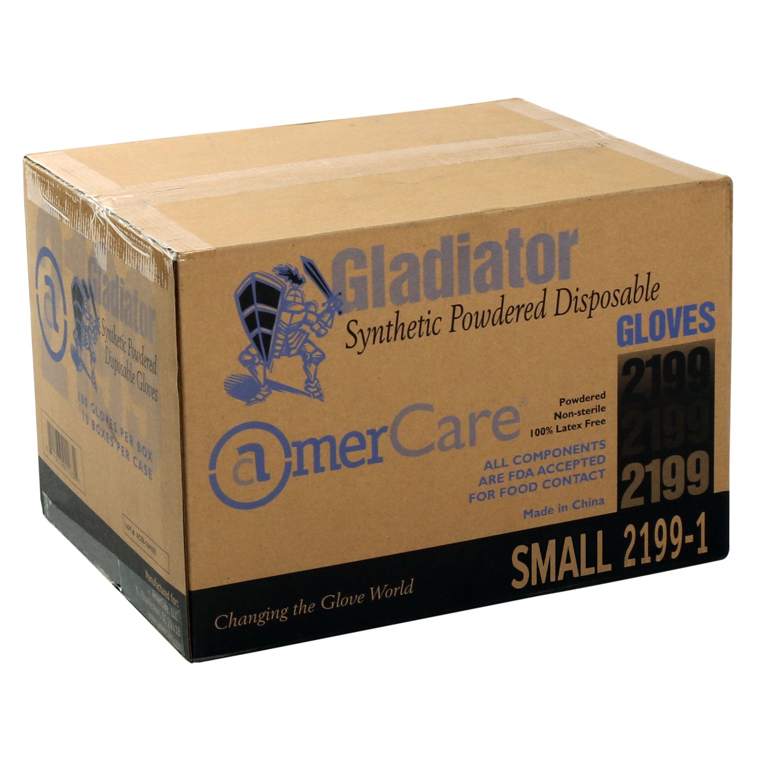 AmerCare Vinyl Gloves Gladiator Stretch Powdered Vinyl Gloves