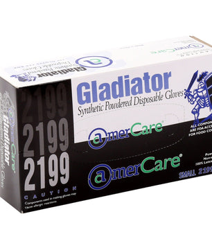 AmerCare Vinyl Gloves Gladiator Stretch Powdered Vinyl Gloves