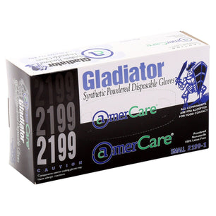 AmerCare Vinyl Gloves Gladiator Stretch Powdered Vinyl Gloves