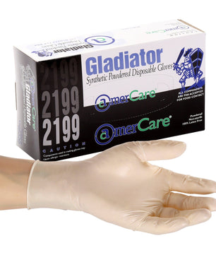 AmerCare Vinyl Gloves Small Gladiator Stretch Powdered Vinyl Gloves