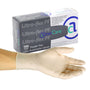 Box of Ultra-Flex Powder Free Latex Exam Gloves with a hand modeling a glove in front