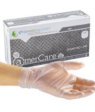 AmerCare C2 Hybrid Small Powder-Free Hybrid C2 HD Hybrid Gloves, Case of 1000