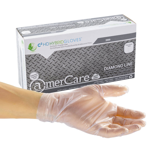 AmerCare C2 Hybrid Small Powder-Free Hybrid C2 HD Hybrid Gloves, Case of 1000