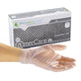Box of Hybrid C2 HD Powder Free Hybrid Glove s with a hand modeling a glove in front