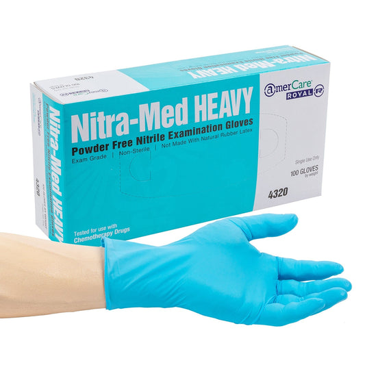 AmerCareRoyal Nitrile Gloves Small Nitra-Med Heavy Powder Free Nitrile Exam Gloves
