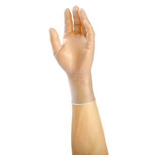 Sensi-Flex Powder Free Vinyl Exam Glove on a hand
