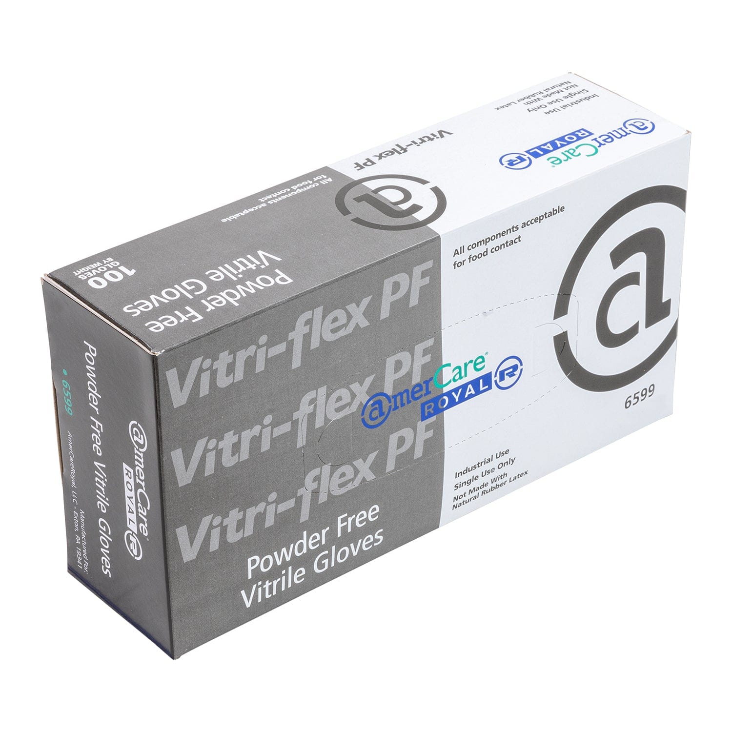 AmerCareRoyal Hybrid Gloves Vitri-Flex Black Powder Free Vitrile Gloves, Case of 1,000