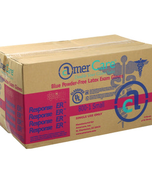 AmerCare Latex Gloves Response ER Powder Free Latex Exam Gloves
