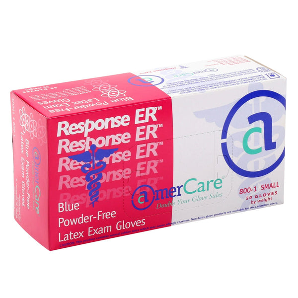 AmerCare Latex Gloves Response ER Powder Free Latex Exam Gloves