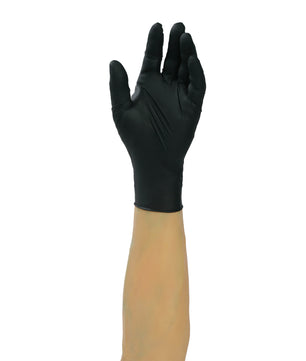 hand wearing a verge black nitrile glove