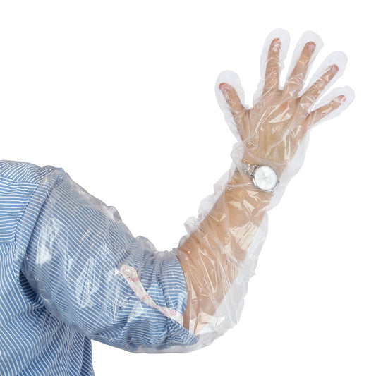 Royal Food Service 35" Shoulder Length Poly Gloves Sample